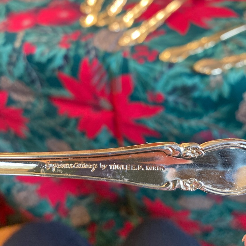 Silverware and teapot